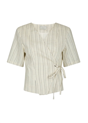 Simmo stripe eyelet bluse Offwhite Neo Noir 